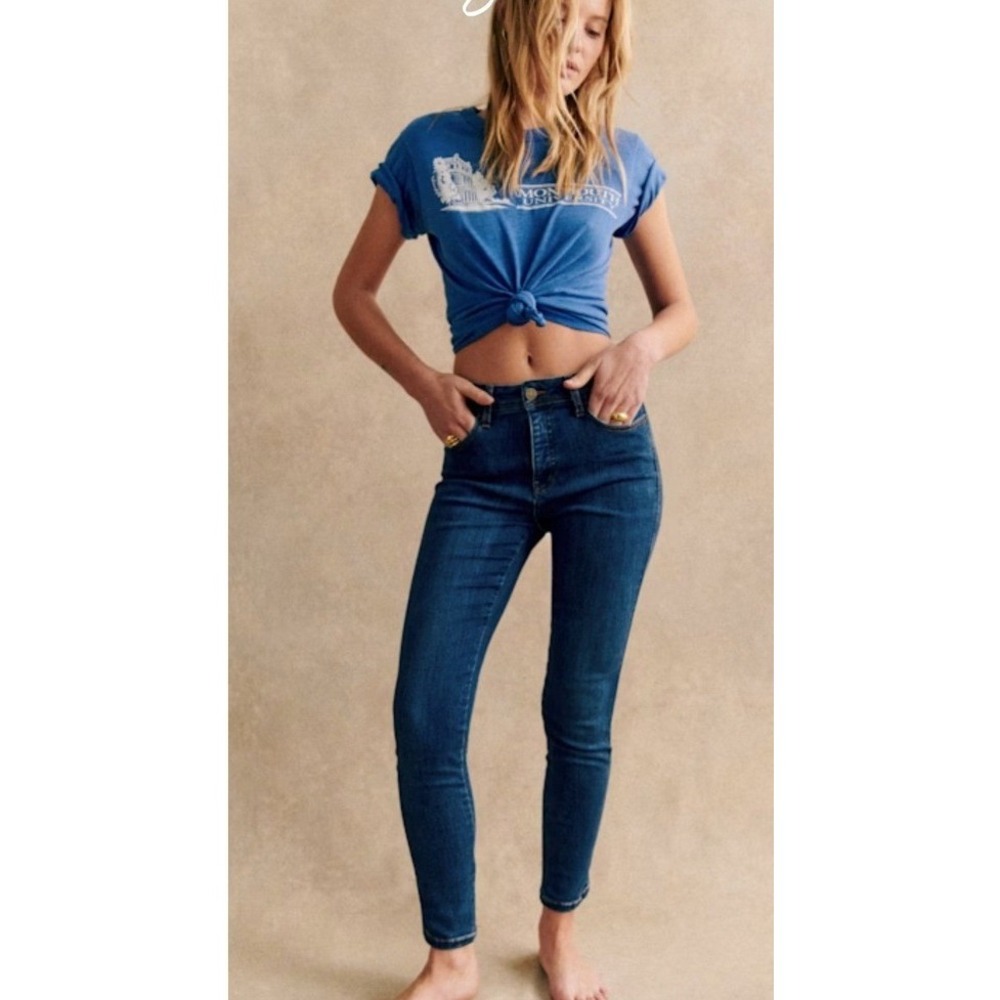 Sezane The Slim Denim High Rise Skinny Jeans Indigo Blue Size 25‎